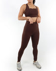 SCALLOP LEGGINGS - BROWN