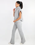 PINTUCK FLARED PANTS - HEATHER-GRAY