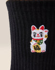 CREW GRIP SOCKS - FORTUNE KITTY BLACK