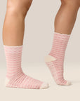 CREW GRIP SOCKS - GINGHAM FRILL ROSE
