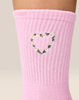 CREW GRIP SOCKS - HEART VINE PINK