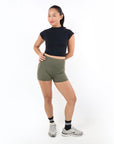 CROPPED MUSCLE TEE - BLACK