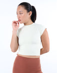 CROPPED MUSCLE TEE - WHITE