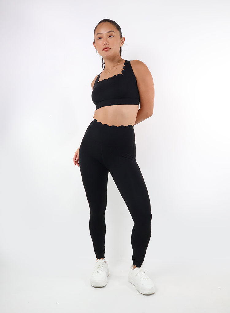 SCALLOP BRA BLACK – Aura Athletica