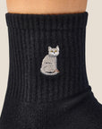CREW GRIP SOCKS - GREY CAT BLACK