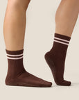 CREW GRIP SOCK - SPORTY STRIPE ESPRESSO