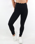 SCALLOP LEGGINGS - BLACK