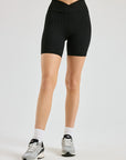 RIBBED V WAIST BIKER SHORT
