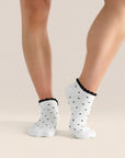 LOW RISE GRIP SOCKS - WHITE POLKA RUFFLE