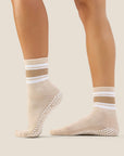 CREW GRIP SOCKS - BEIGE STRIPES