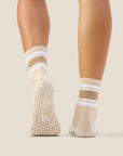 CREW GRIP SOCKS - BEIGE STRIPES