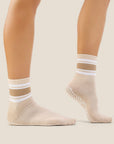 CREW GRIP SOCKS - BEIGE STRIPES