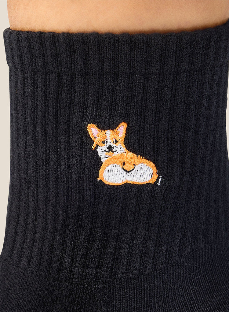 CREW GRIP SOCKS - CORGI BLACK