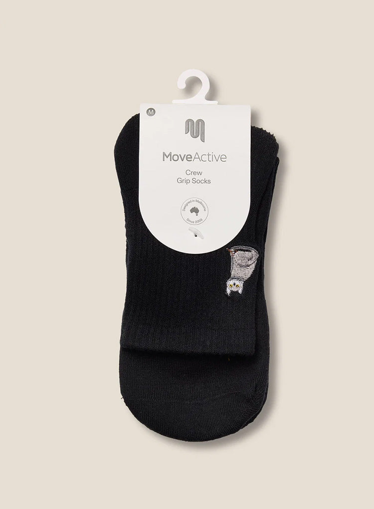 CREW GRIP SOCKS - GREY CAT BLACK