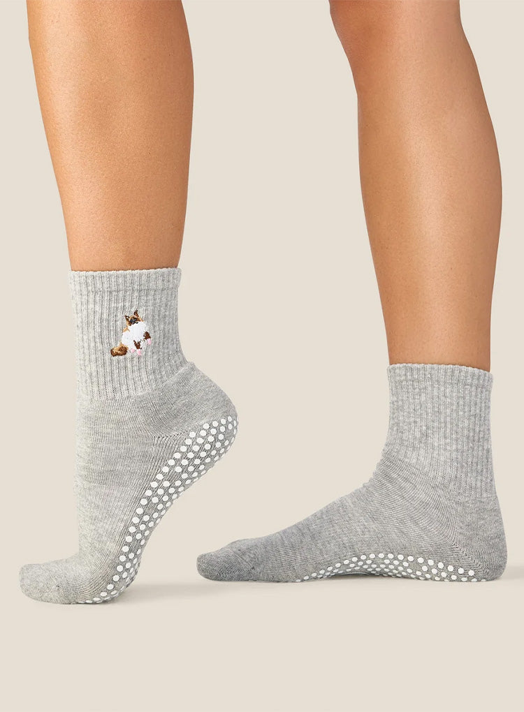 CREW GRIP SOCK - RAGDOLL CAT GREY MARLE