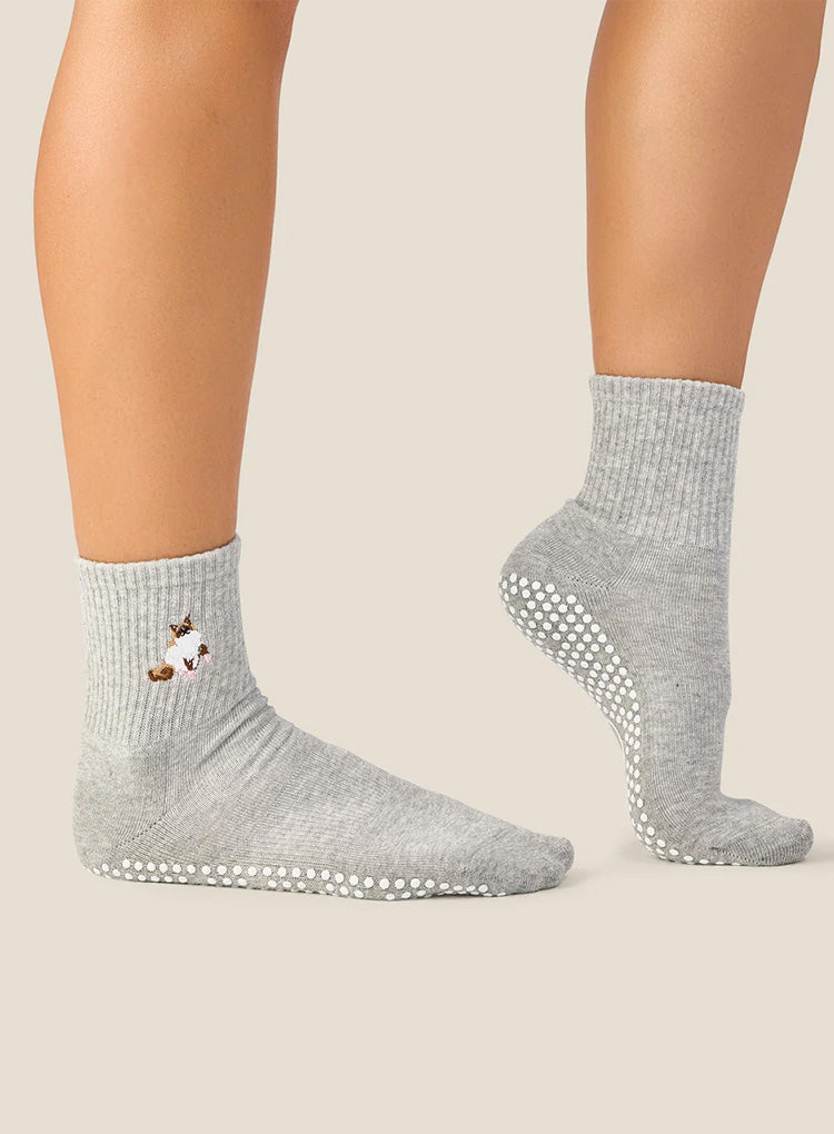 CREW GRIP SOCK - RAGDOLL CAT GREY MARLE