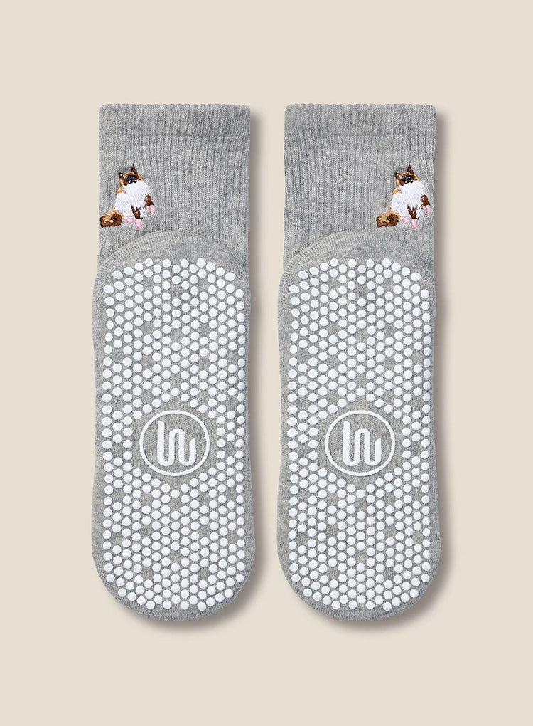 CREW GRIP SOCK - RAGDOLL CAT GREY MARLE