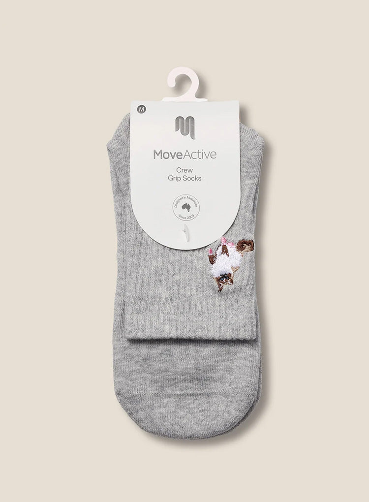 CREW GRIP SOCK - RAGDOLL CAT GREY MARLE