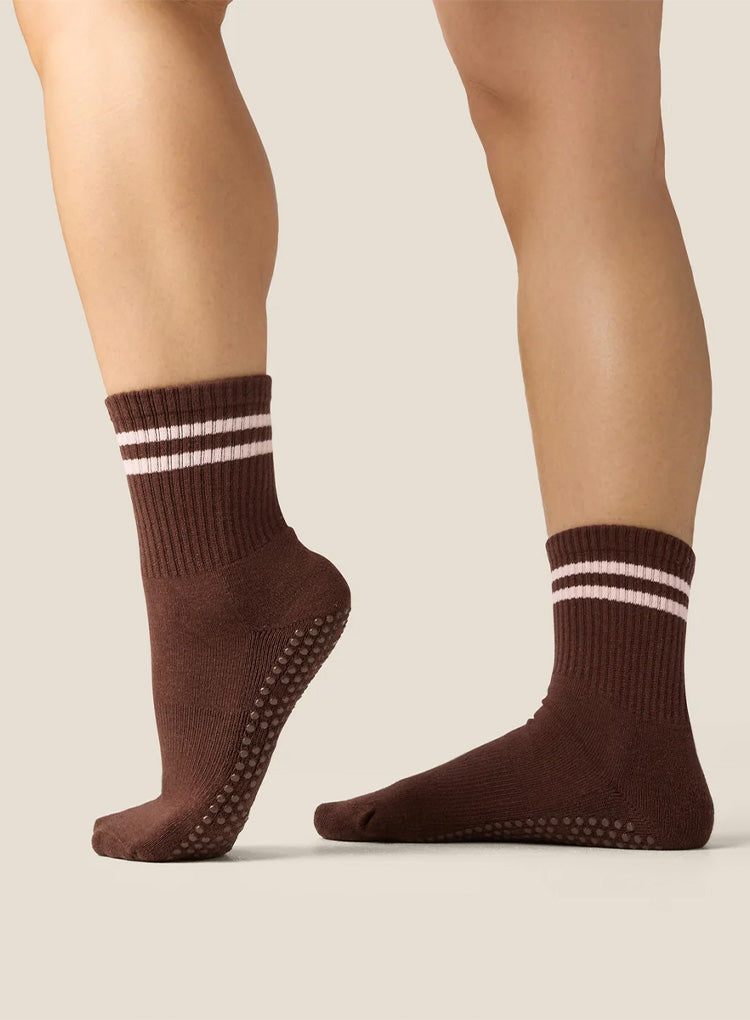 CREW GRIP SOCK - SPORTY STRIPE ESPRESSO