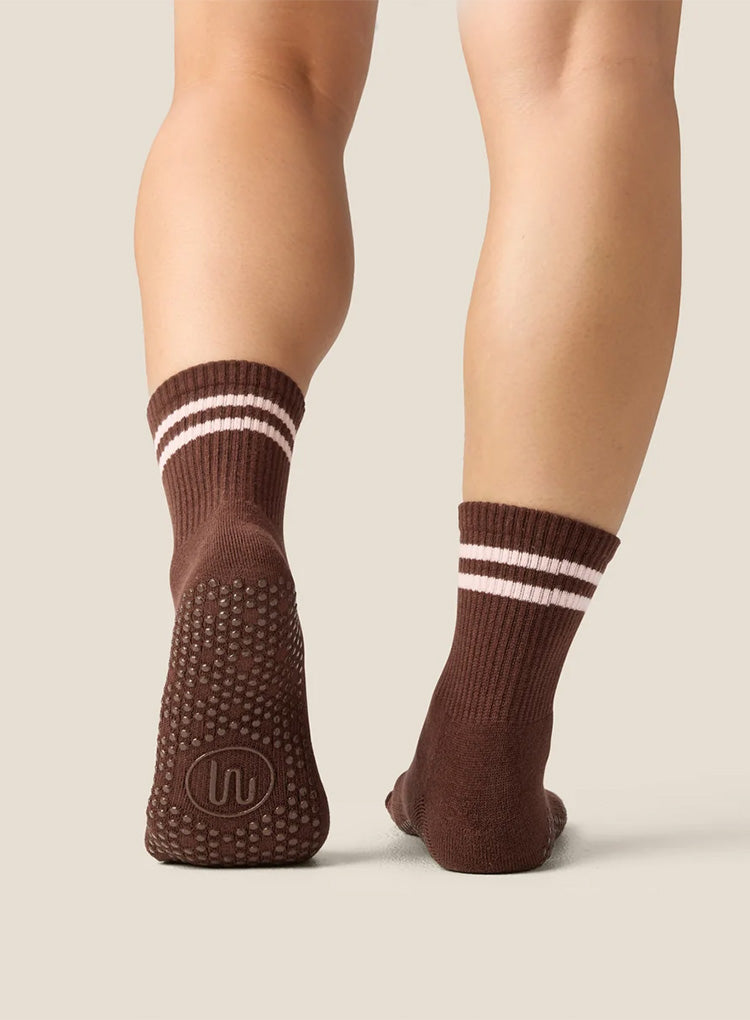 CREW GRIP SOCK - SPORTY STRIPE ESPRESSO