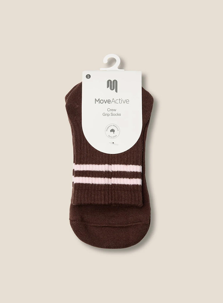 CREW GRIP SOCK - SPORTY STRIPE ESPRESSO