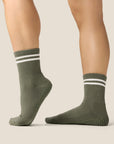 CREW GRIP SOCKS - SPORTY STRIPE KHAKI