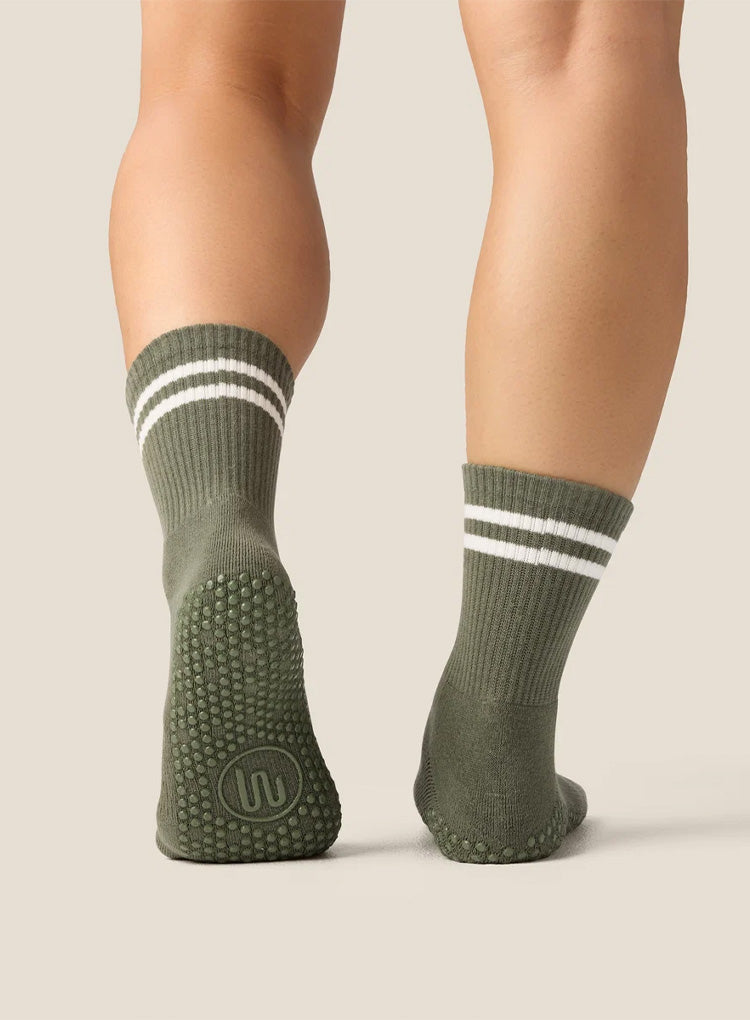 CREW GRIP SOCKS - SPORTY STRIPE KHAKI