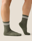 CREW GRIP SOCKS - SPORTY STRIPE KHAKI
