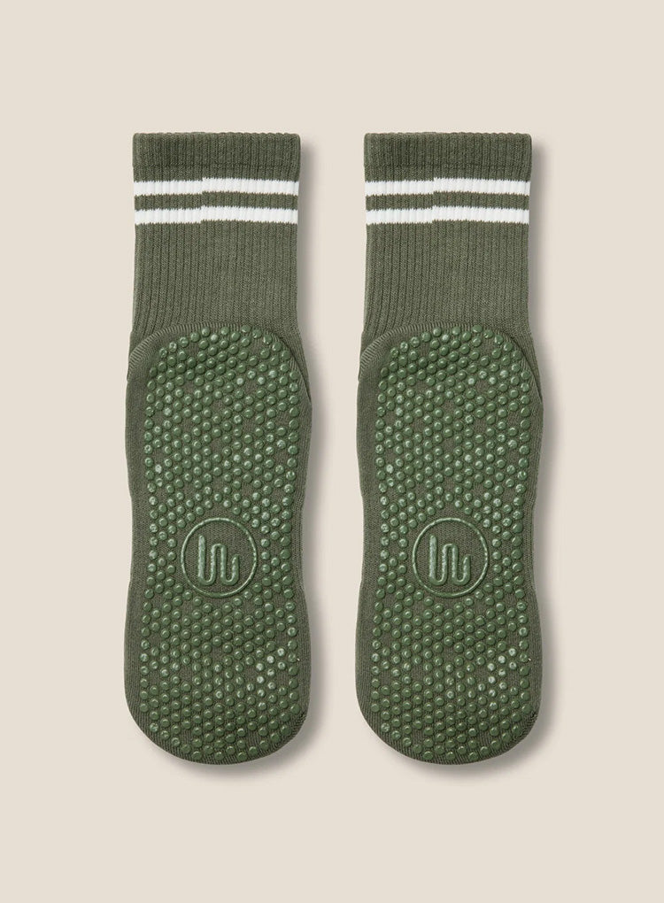 CREW GRIP SOCKS - SPORTY STRIPE KHAKI