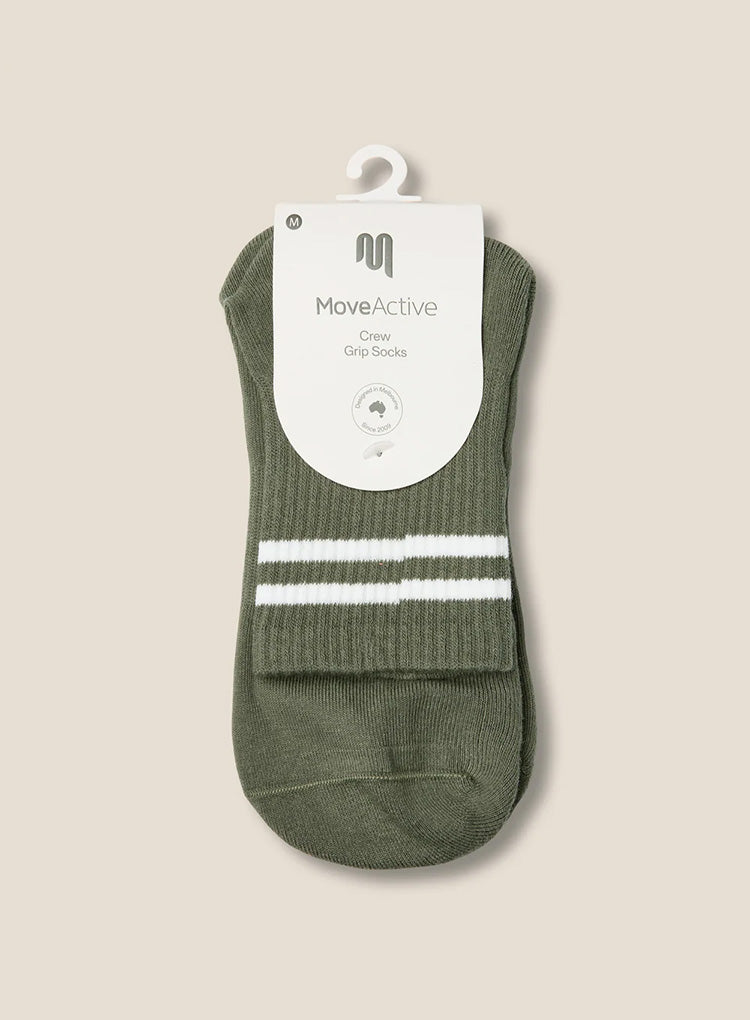 CREW GRIP SOCKS - SPORTY STRIPE KHAKI