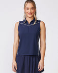 SLEEVELESS ZIP FRONT POLO