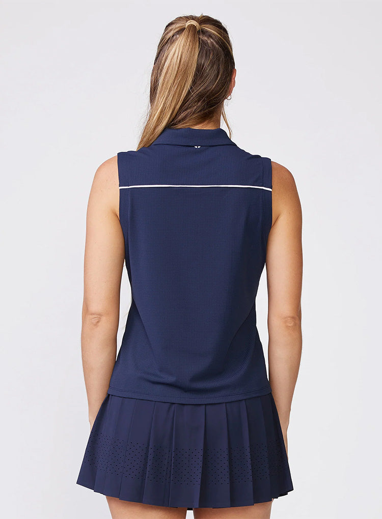 SLEEVELESS ZIP FRONT POLO