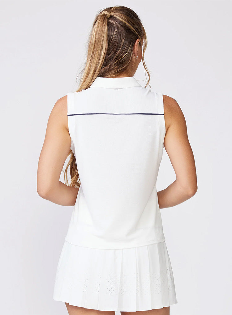 SLEEVELESS ZIP FRONT POLO